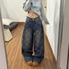 American vintage checked scimitar jeans west coast American pants high street vibe belt adjustable overalls