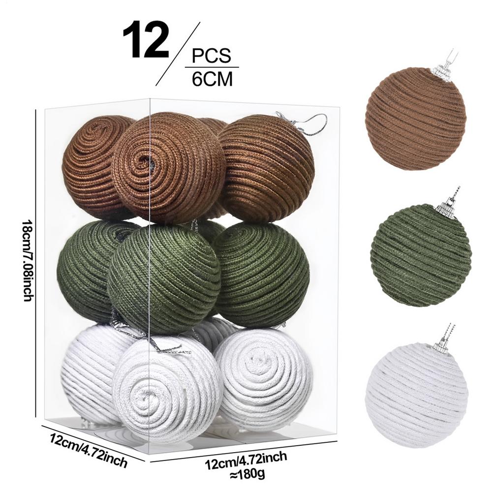 Рождественские шары-украшения 12 штук Хлопковая веревка Ручная работа Сельский декор Набор рождественских украшений Для ванной Дома Зима