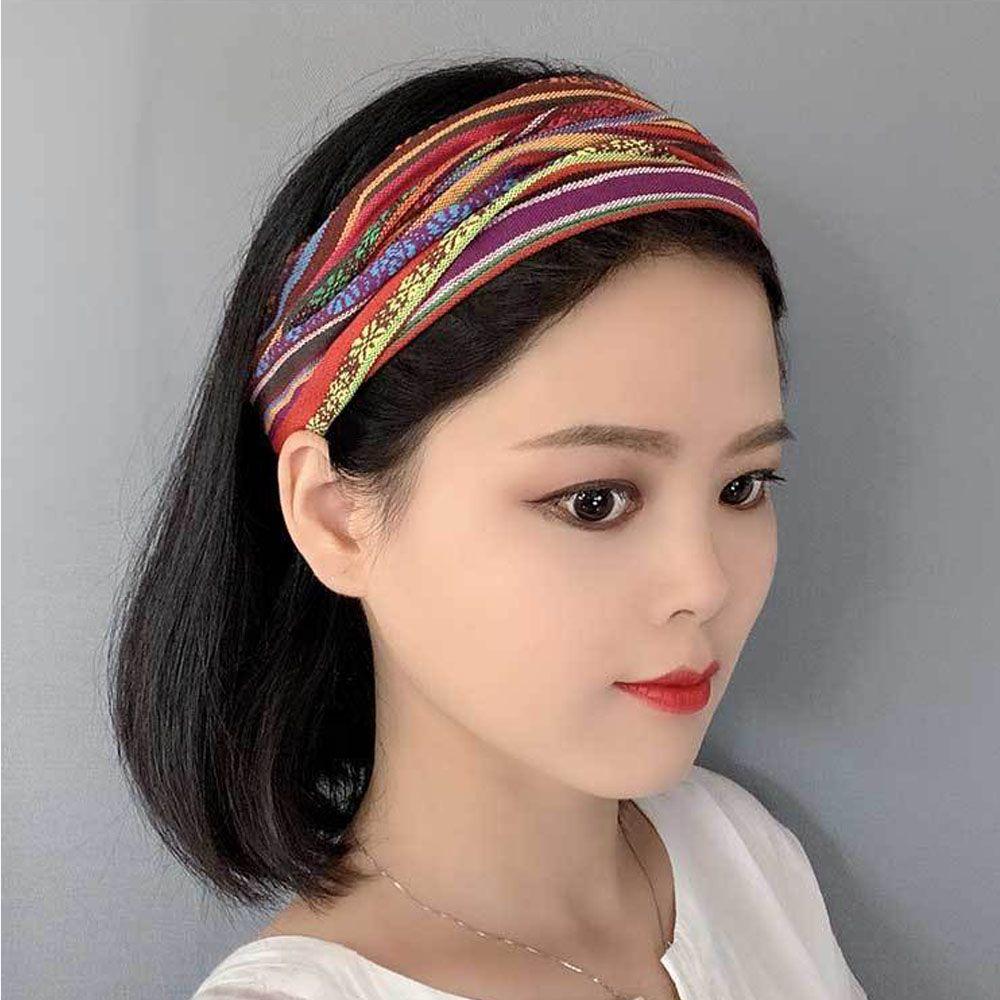 Trend Elastic Hair Bands Striped Wide Head Wrap Turban H Eadband Hair S Carf