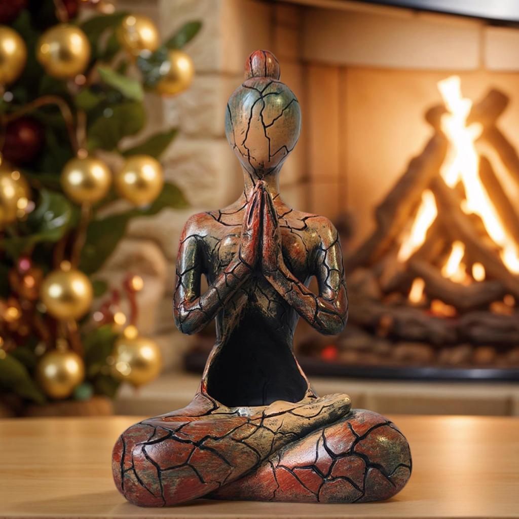 Статуя для медитации Подсвечник Zen для медитации Скульптура Йоги из смолы Настольное украшение Для духовного искателя Осознанность