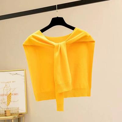 Корейская полосатая вязаная теплая шаль зимняя женская блузка плечи ложный воротник накидка завязанный шарф полосатая верхняя одежда