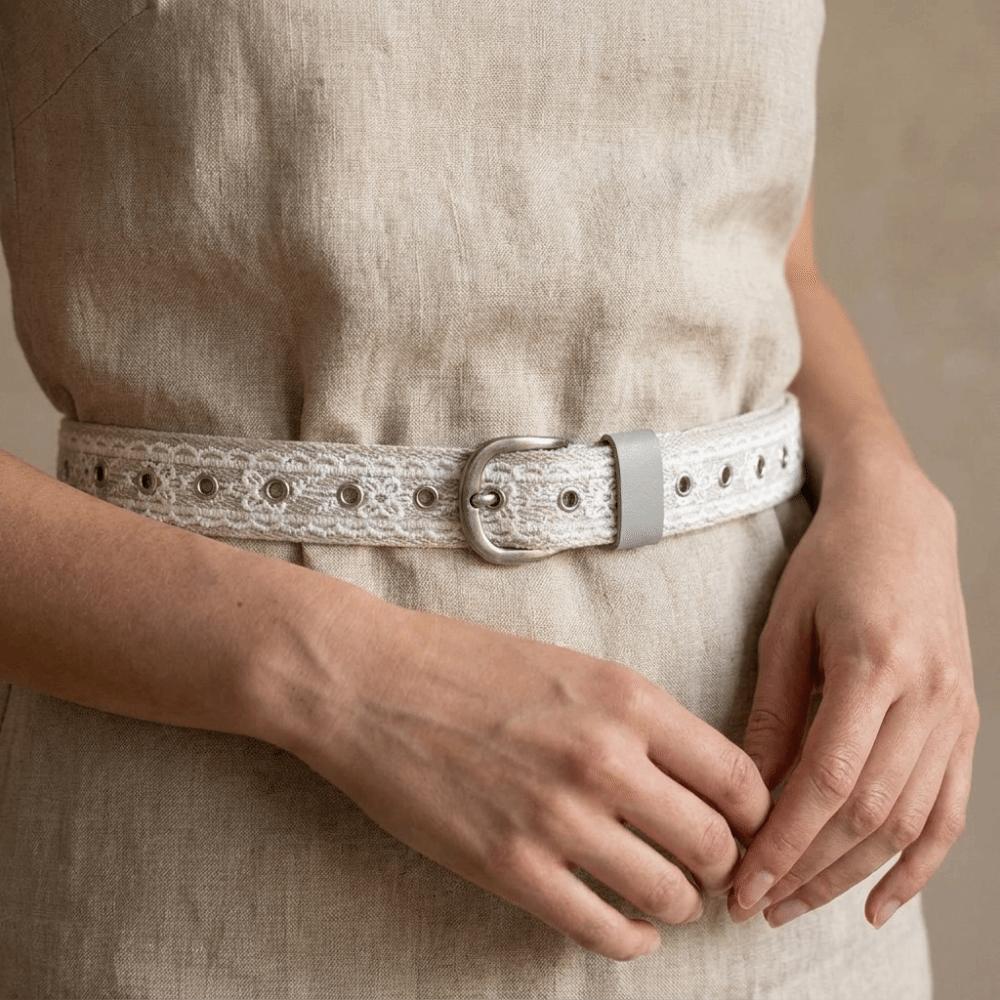 Y2K Lace Waistband Metal Buckle Dress Jeans Belt Fashion Canvas Waist Belt  Spicy Girls