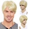 Synthetic Ombre Blonde Wig for Men Short Wave Wig with Bangs Natural Fluffy Hair Daily Anime Party Cosplay Wigs Male