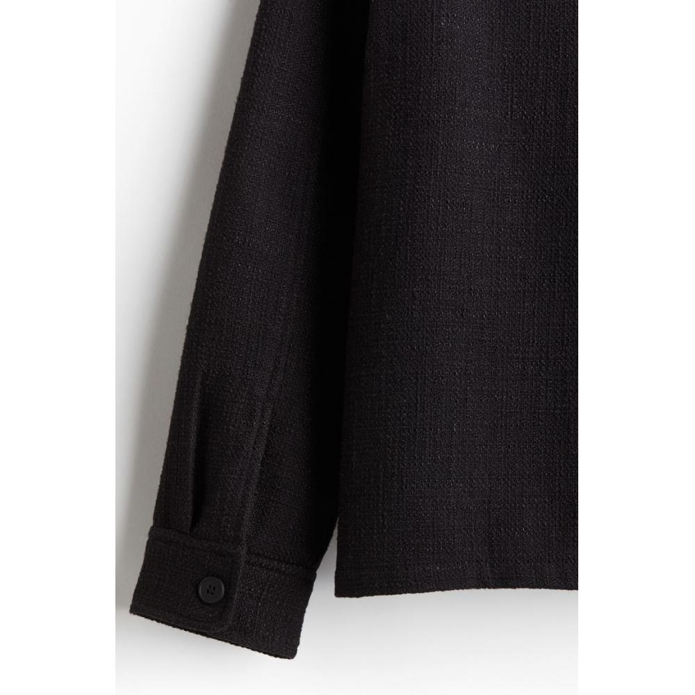 HM Textured oversHirt Regular Fit Black