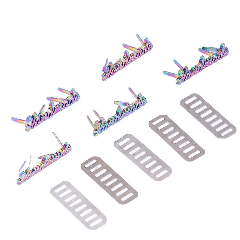5pcs Retro Style Handmade Metal Labels Colorful Design DIY Bag Label For DIY Craft