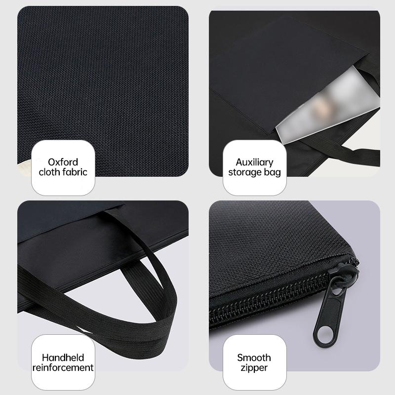 96x69CM Large Black Art Portfolio Bag Durable Canvas Storage Poster Painting Board Carry Handbag Art Students Organizer w/Pocket