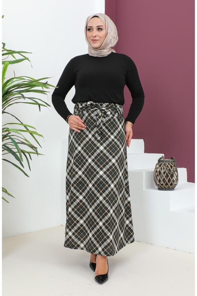 Женская стильная юбка большого размера с рисунком, расклешенная юбка с поясом