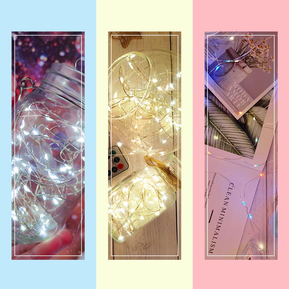Светодиодные огни Led String Light на проволоке с пультом управления для декора