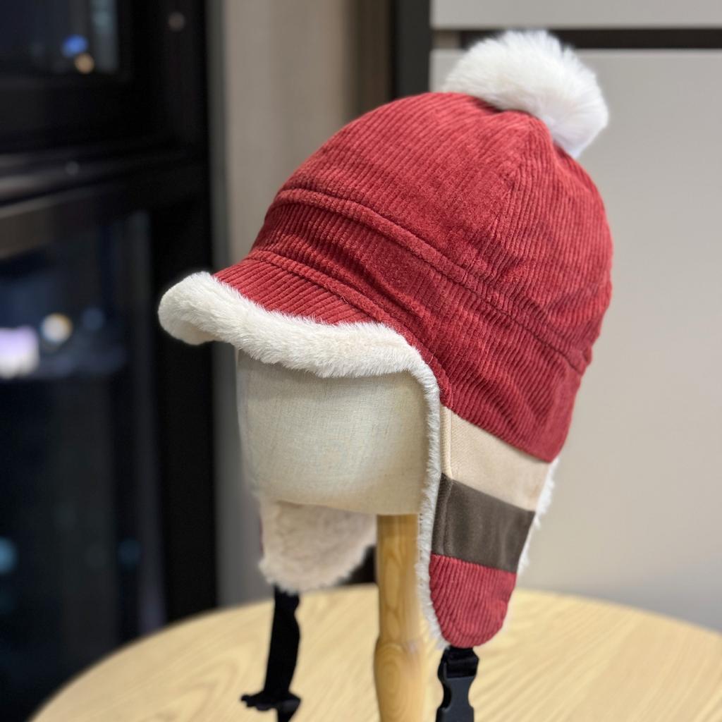 Новая зимняя плюшевая шапка с защитой ушей для женщин, вельветовая плюс бархатная теплая шапка-ушанка, защита от холода, кепка с козырьком, шапка-авиатор, тренд