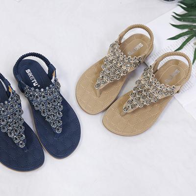 Женские летние сандалии на плоской подошве, модные богемные сандалии на плоской подошве с клипсой и носком