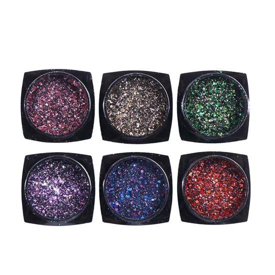 1 набор блесток для ногтей, сияющий, легкий, вставной, глянцевый, не капающий, сделай сам, сверкающий, 6 цветов, украшение для ногтей, блестки, маникюрный салон, поставка