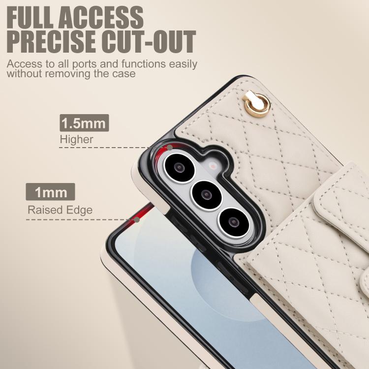 Crossbody Rhombic Wallet PU Leather Phone Case For Samsung Galaxy S26 Ultra 5G, Card Slot Anti-Fall Protective Cover