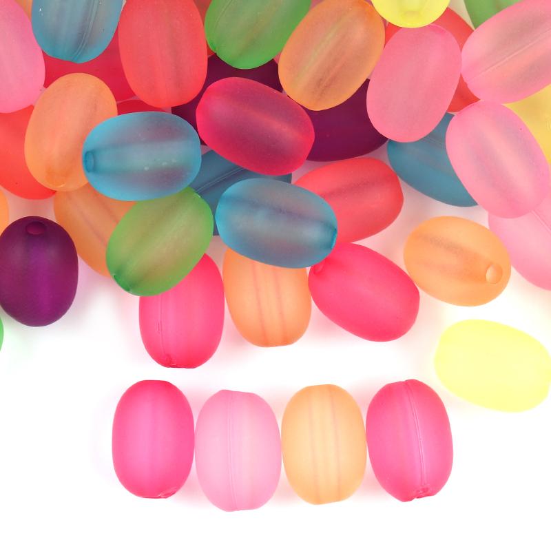 100pcs/Lot Oval Acrylic Beads Colored Loose Spacer Bead Hole 1.5mm For Handmade Bracelet Necklace Charm Jewelry Making Supplies