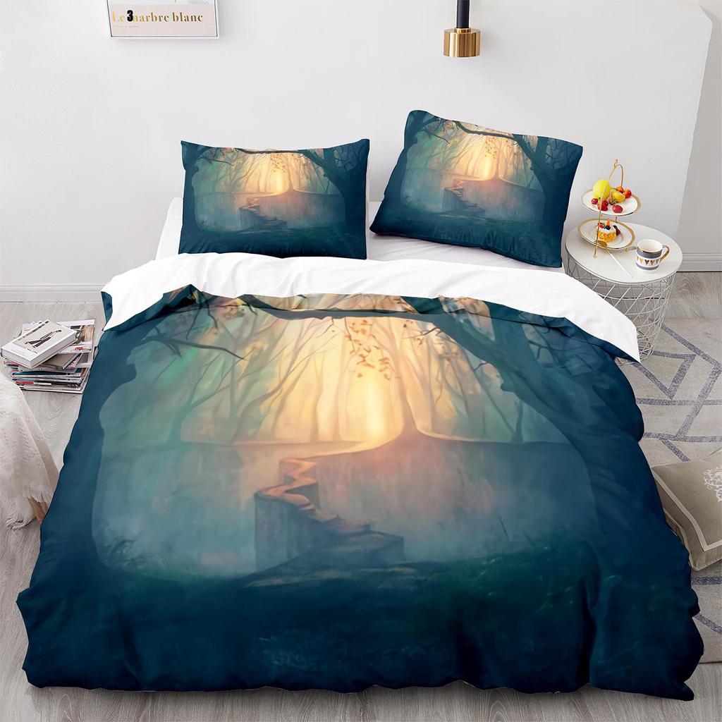 Пододеяльник размера «Квин» с цветным карандашным рисунком, тематика «Фермерский дом», набор постельного белья из 3 предметов, акварельный стиль, художественный принт, пододеяльник