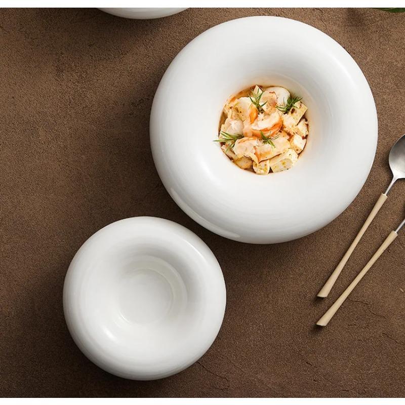 Новая керамическая посуда Высококлассная ресторанная тарелка с термоизоляцией el Креативная двойная тарелка для холодных закусок Специальная десертная тарелка