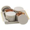 Air Tight Dry Fruit Container Tray Set with Lid & Serving Tray, Airtight Container Set 430Ml (4 Pieces, Polypropylene) (Repose Gray), Beige