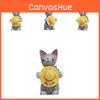 Resin Standing Cat Holding Straw Hat Ornament For Home And Props Photography