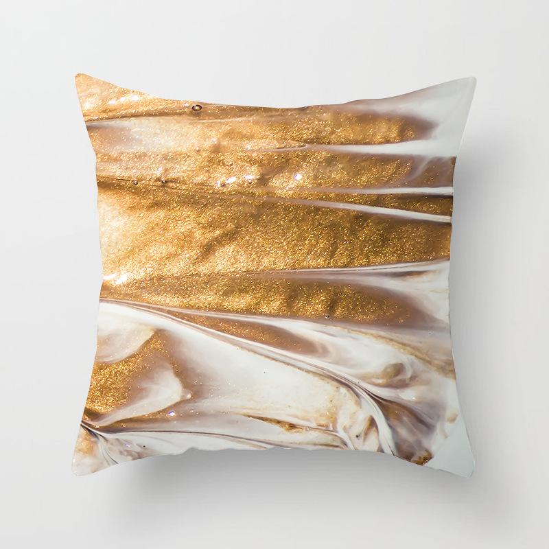 45*45cm Home Sofa Pillow Cover Home Decor Geometric Series Peach Leather Pillow Cover Luxury Gold Decorative Cushion Cover