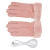 Pink USB Heating Gloves Hand Warmer Touch Screen Design Adjustable Temperature for Women Skiing