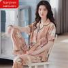 Женский пижамный комплект из 100% хлопка с короткими рукавами - летняя домашняя одежда для людей среднего и пожилого возраста