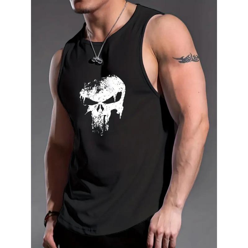 Men's Vest Simple Printed Round Neck Mens Sleeveless Tank Top Daily Sports Breathable Comfortable Not Stuffy Sleeveless Tank Top