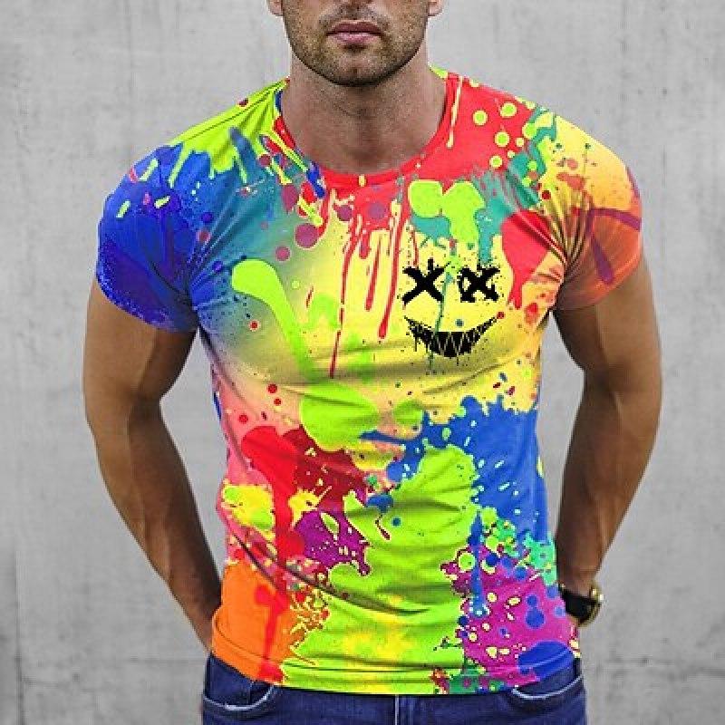 Men's T Shirt Tee Graphic Rainbow Crew Neck Clothing Apparel 3D Print Outdoor Daily Short Sleeve Print Fashion Designer Vintage