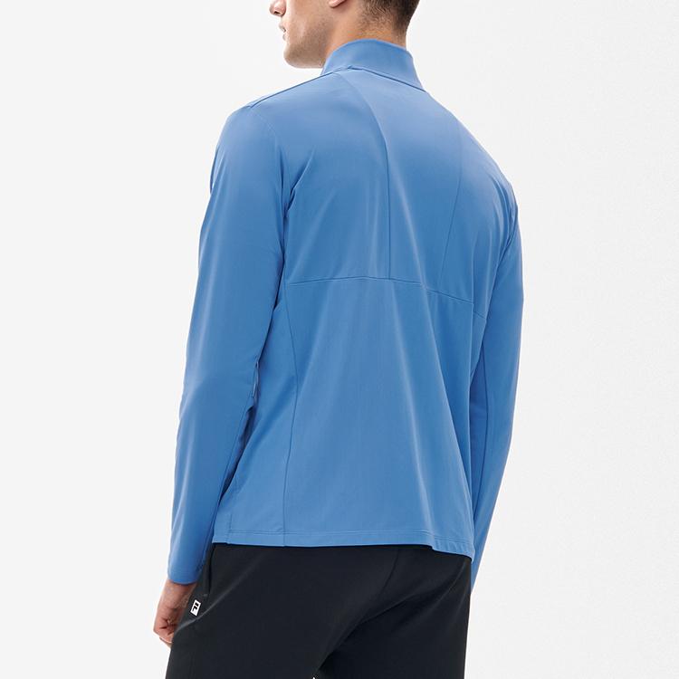 Fila Легкая атлетика Бег Фитнес Куртка с высоким воротником с логотипом Вязаная с длинным рукавом Мужская куртка Серая Кобальтово-синяя A11M231501F-BU