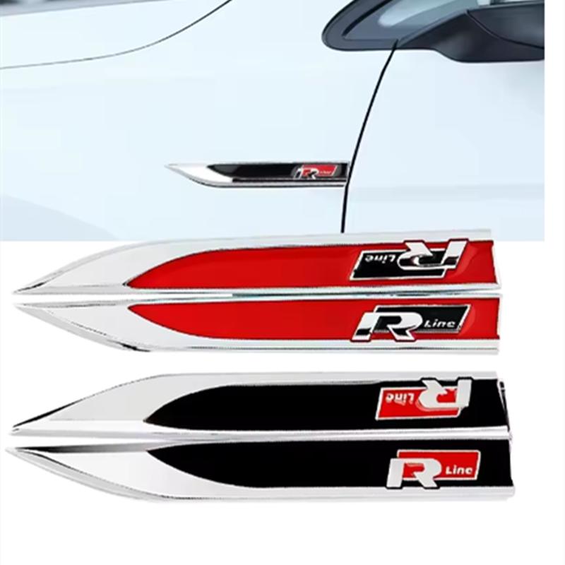 1Pairs 3D Metal R/RLINE Car Body Side Fender Badge Decals For G-olf 7 6 5 GTD GT-I Logo Sticker Emblem Styling Accessories
