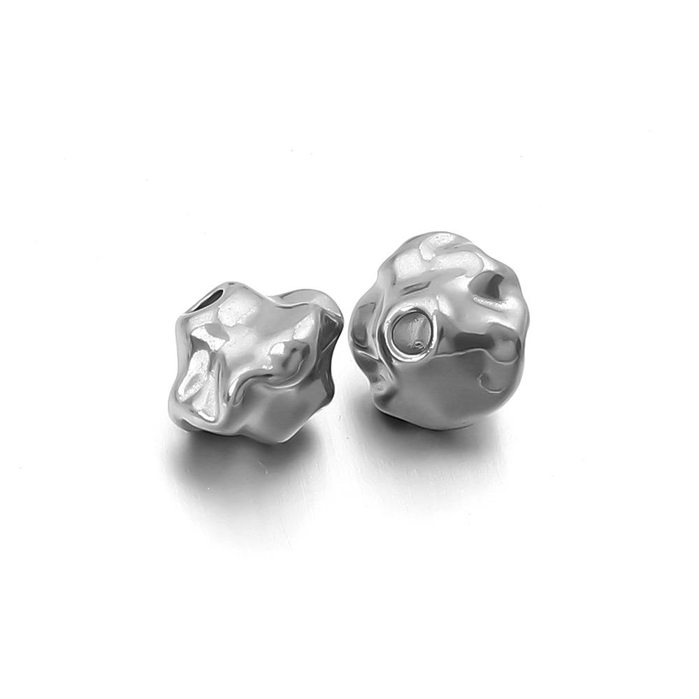 5-10pcs/lot Stainless Steel Spacer Beads Irregular Shape Big Hole Loose Bead For DIY Charms Bracelet Necklace Making Accessories