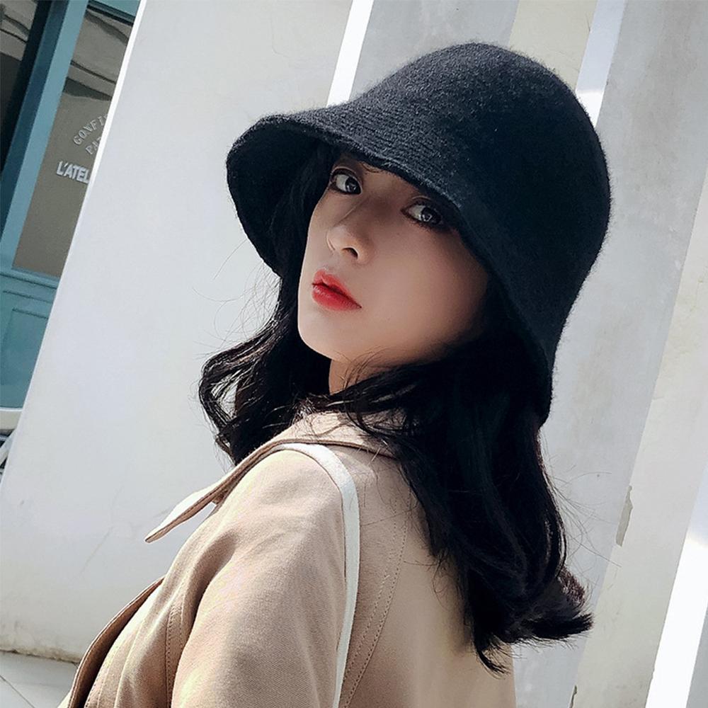 Fashion Women Winter Knitted Thicken Autumn Bucket Hat Warm Hats Felt Wool Hat Fishing Cap