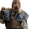 Викингский Воротник-Накидка из Искусственного Меха Средневековый Косплей Меховая Шаль-Кейп с Булавкой-Брошью для LARP Хэллоуина Вечеринки Аксессуар для Костюма