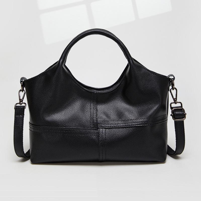 2025 Women's Soft Leather Shoulder Bag: Large Capacity, Fashionable Stitch Design, Perfect for Moms