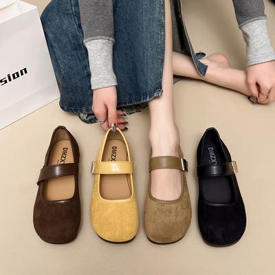 Кожаные туфли Мэри Джейн, одинарные туфли, женские, весна и лето, новые, с мелким вырезом, универсальные, под юбку, туфли Дуду, балетки