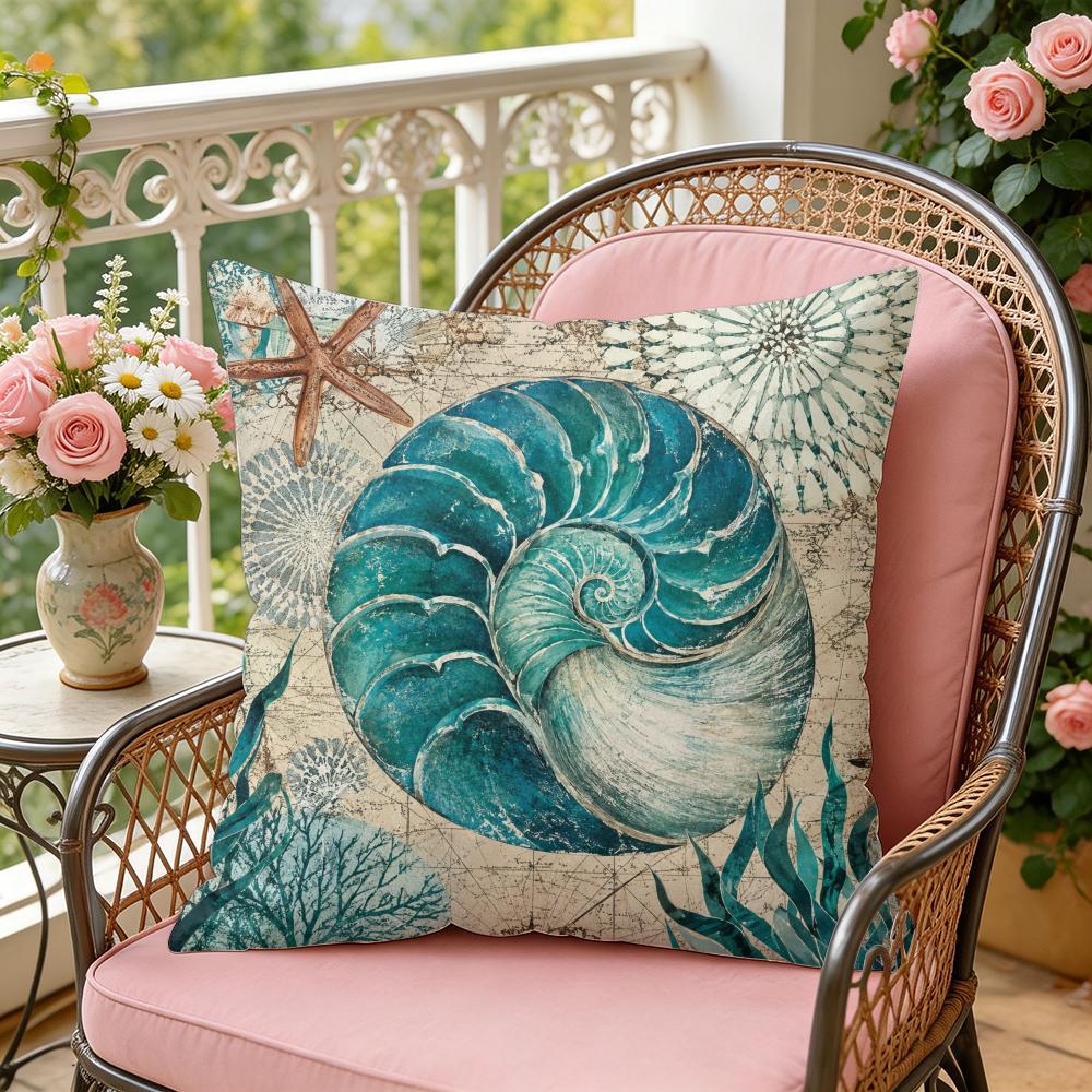 Ocean Creatures MapPrinted Cushion Cover Soft Plush Throw Pillow Cover DoubleSided Decorative Cushion Case Sofa Home Decor