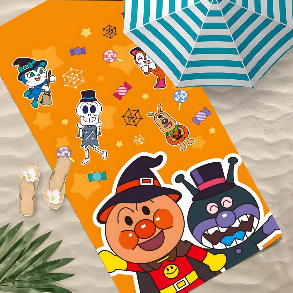 Мультяшное полотенце A-ANPANMAN из полиэстера, пляжное полотенце, быстросохнущее, не оставляющее песка, банное полотенце для лета, бассейна, путешествий, отпуска