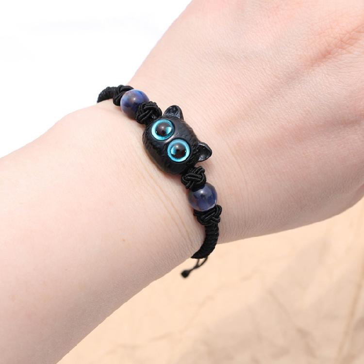 Cats Bead Wristband Carved Cats Bracelet Braided Rope Cats Hand Chain Bracelets