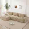 Cloud Modular Sofa Boneless L-Shaped Sofa, Modular Sofa with Ottoman, 3-Seater Corduroy Cloud Sofa for Living Room, Assembly-Free Sofa, Beige