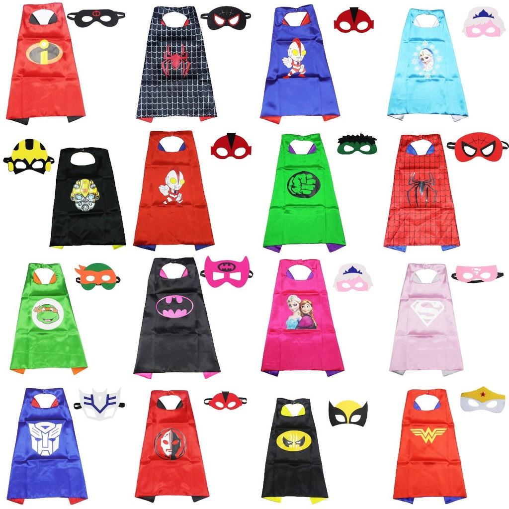 Turtle Superhero Ninja Cape Cloak Eye Mask Kid Halloween Cosplay Costume Party