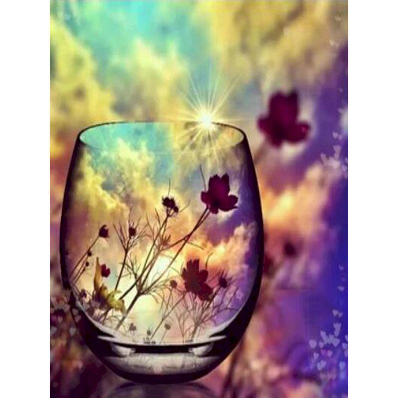 Diy Diamond Painting Glass Bottle Landscape Round Diamond Full Drills Cross Stitch Kits Mosaic Embroidery