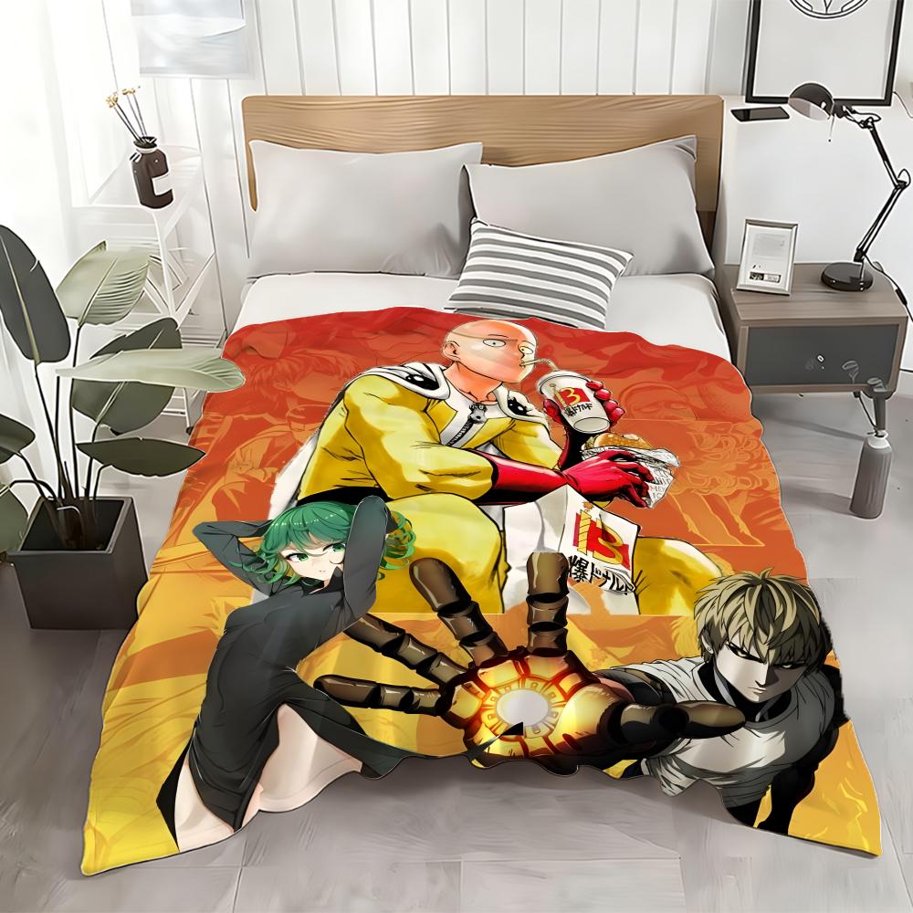 Anime One Punch Man Throw Flannel Throw Blanket: Soft Kid-Friendly Warm Anti-Static All Season Washable Couch Bed Home