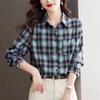 Женская клетчатая рубашка с длинным рукавом, весенняя одежда, новый литературный и ретро топ, утолщенная рубашка
