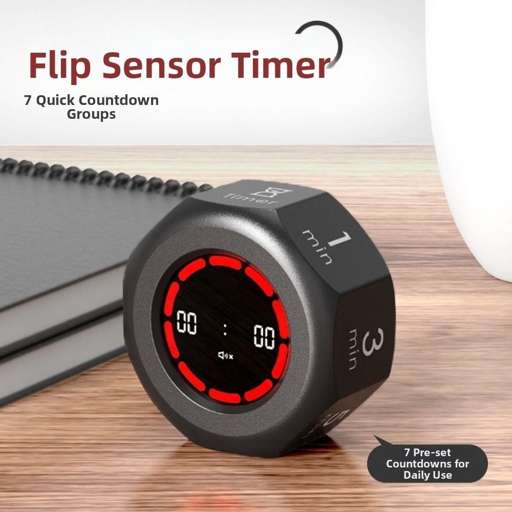 1/3/5/15/30/60/90min Automatic Rotating Timer LED Screen Pomodoro Timer for Cooking