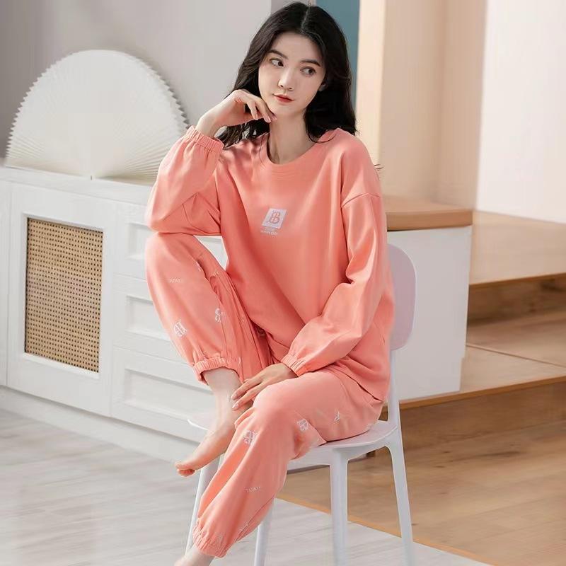 Soft and Comfy Sleepwear Women Printing Long Sleeve Top Loose Pants Sleeping Suits