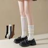 Female Spring and Autumn Solid Color Vertical Long Tube Pile Pile Calf Socks