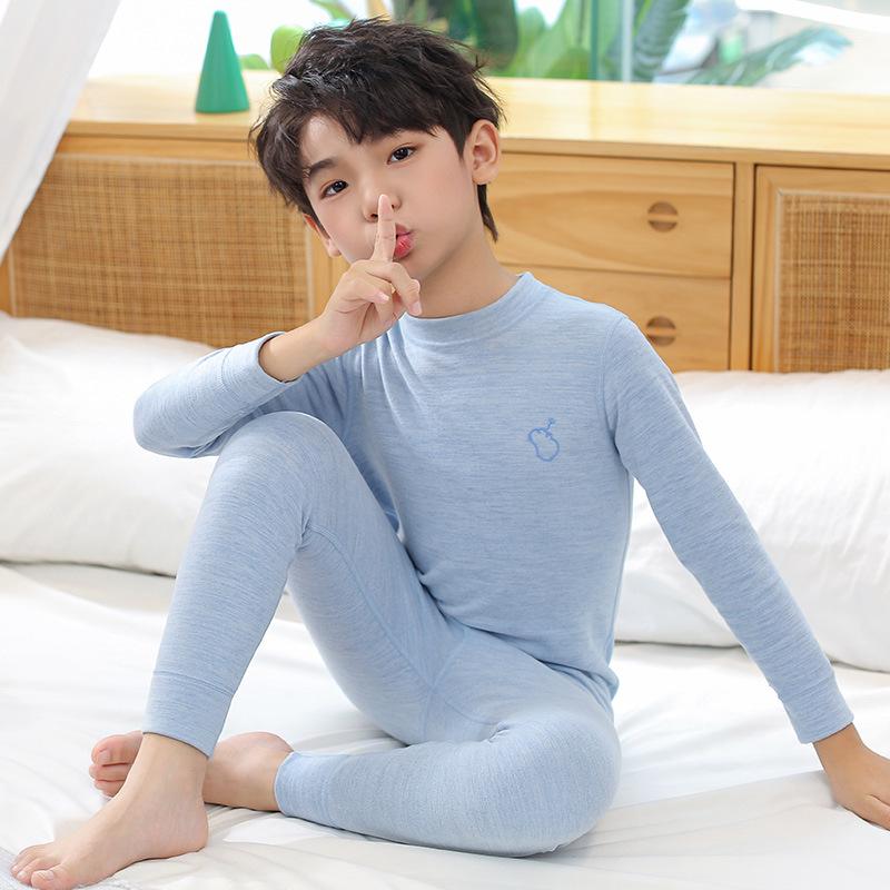 Детский термобелье из шелка и шерсти: Осенняя одежда и брюки для мальчиков и девочек, облегающие пижамы.