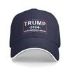 Trump 2024 Save America Again Baseball Caps Womens Man's Fashionable Adjustable Dad Hat Sandwich Flat Brim Hat Navy Blue