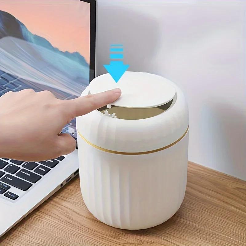 Light luxury mini sized desktop trash can suitable for offices, family desks, space saving storage boxes, easy to clean