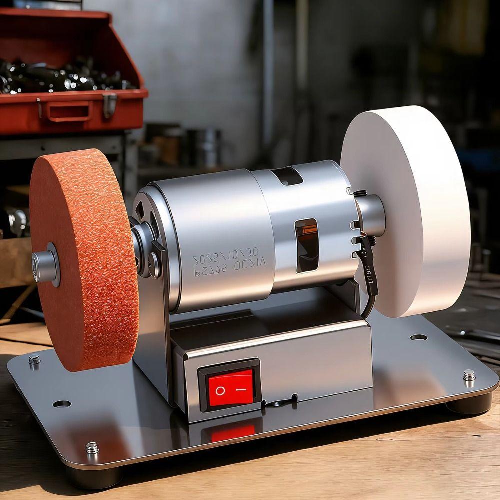 Speed Adjustable Mini Bench Grinder Space-Saving Dual Wheel Grinder Electric Grinder for Home