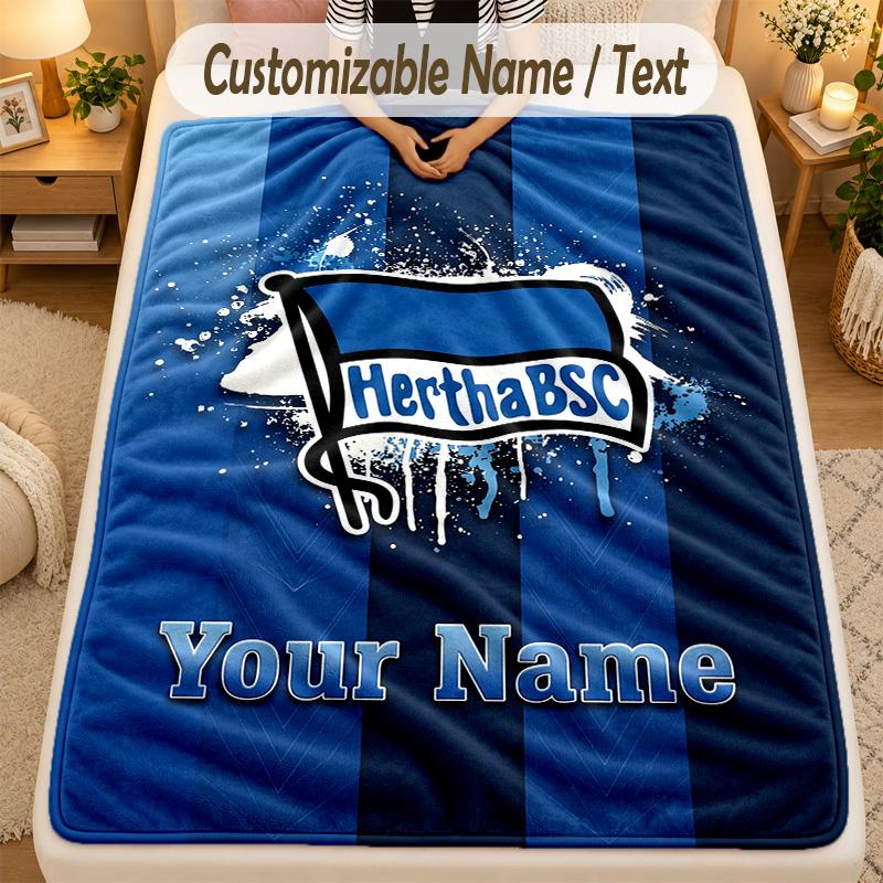 Flannel Blankethertha bsc Custom Name Text Personalized Soft Warm Throw Blanket Home Decor Gift