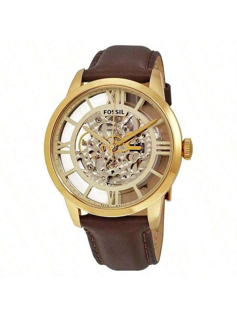 Fossil Механические часы из нержавеющей стали с полым циферблатом, повседневные часы для парня или мужа ME3043